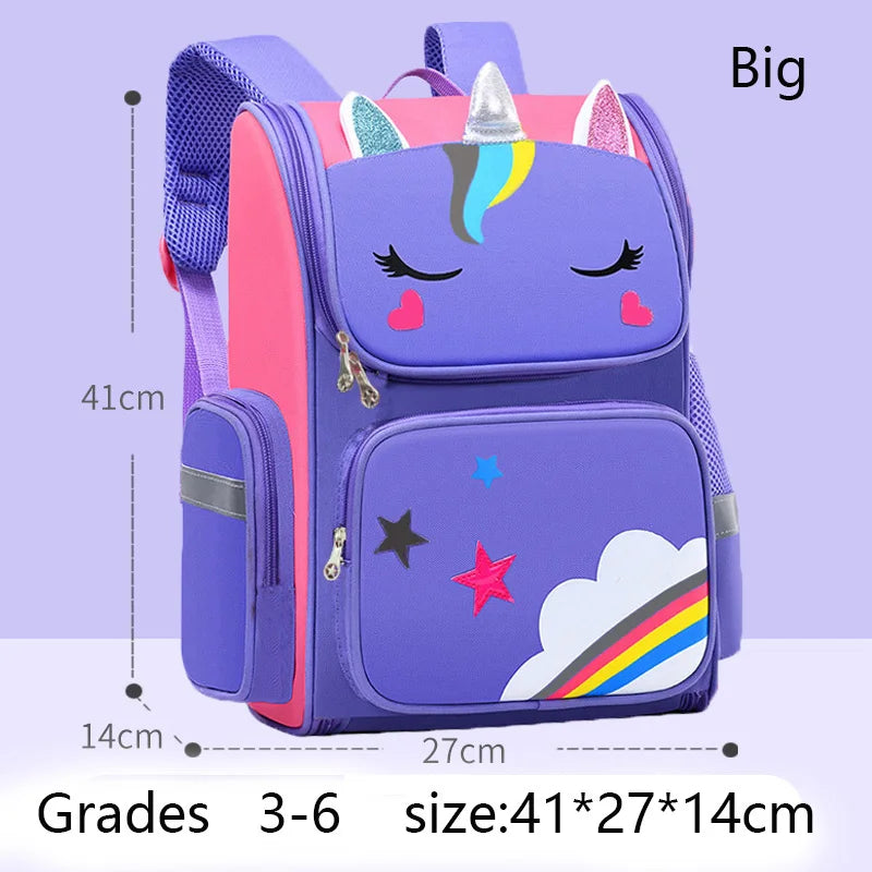 Kinderrugzak Meisje met Eenhoorn en Regenboogogen, Waterdicht voor School en Reizen 11