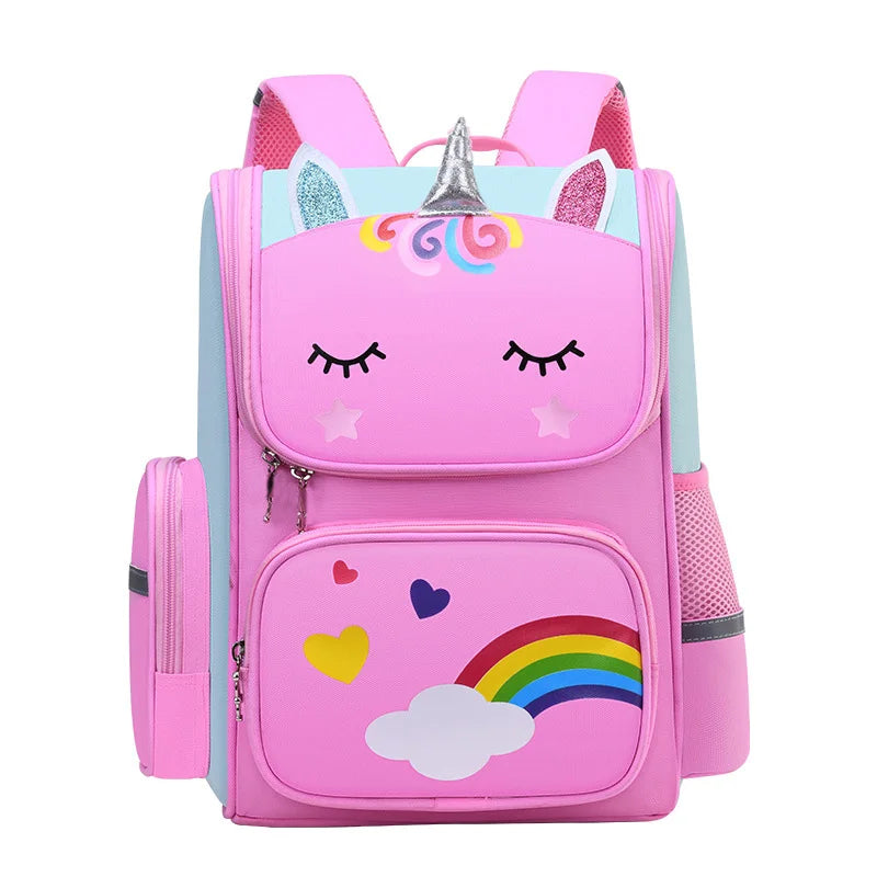 Kinderrugzak Meisje met Eenhoorn en Regenboogogen, Waterdicht voor School en Reizen 2