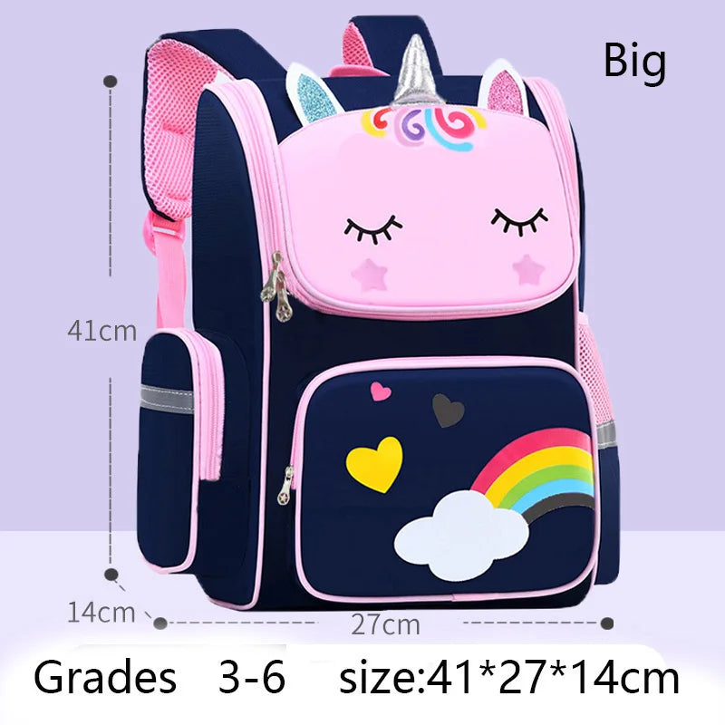 Kinderrugzak Meisje met Eenhoorn en Regenboogogen, Waterdicht voor School en Reizen 7