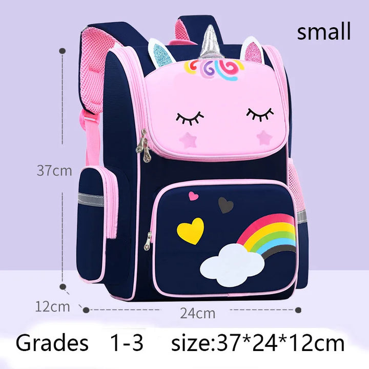 Kinderrugzak Meisje met Eenhoorn en Regenboogogen, Waterdicht voor School en Reizen 8