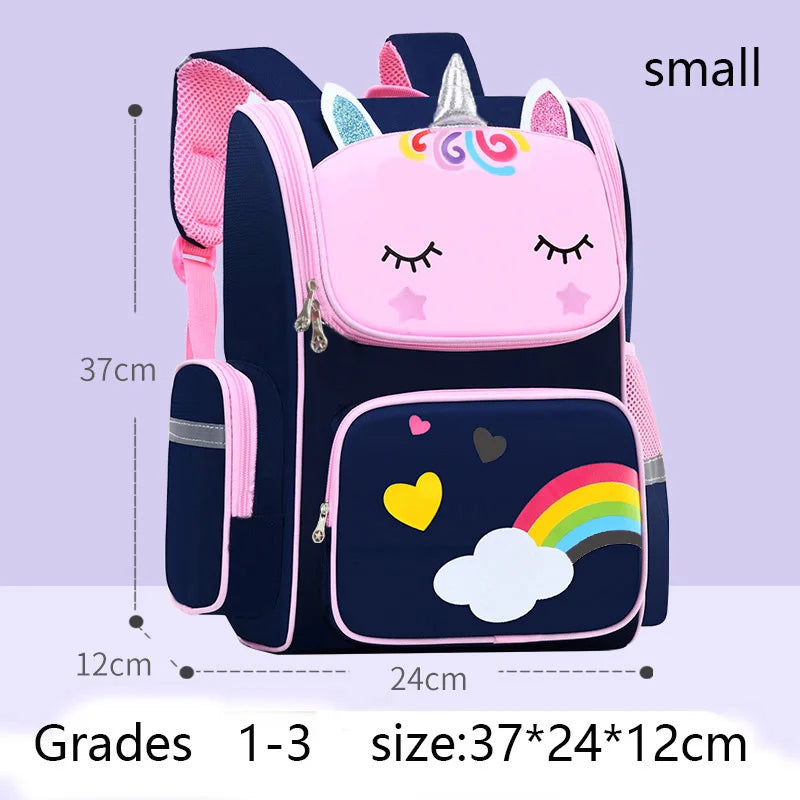 Kinderrugzak Meisje met Eenhoorn en Regenboogogen, Waterdicht voor School en Reizen 8