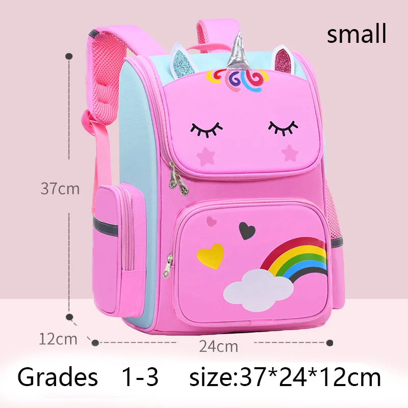 Kinderrugzak Meisje met Eenhoorn en Regenboogogen, Waterdicht voor School en Reizen 9