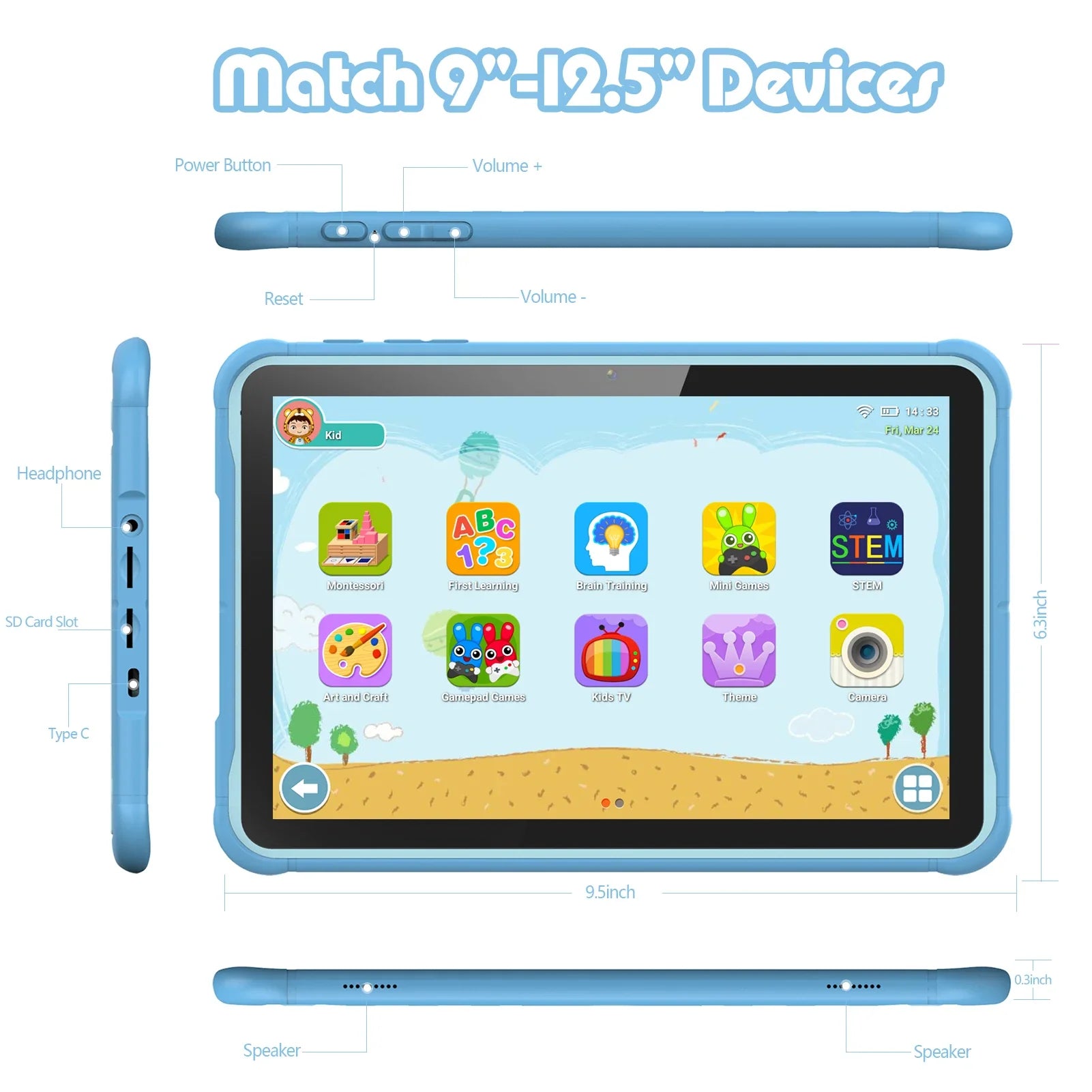 SmartKid T10 – Tableta infantil 10 polgadas Android 13, 64GB con funda protectora