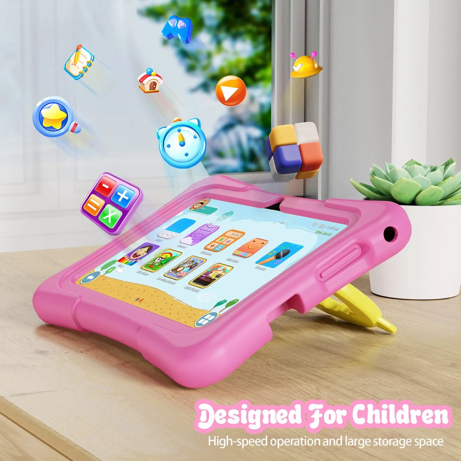 EduPlay – Tablet infantil de 7 polgadas Android 11, 32GB con cámara dual e funda protectora resistente a golpes