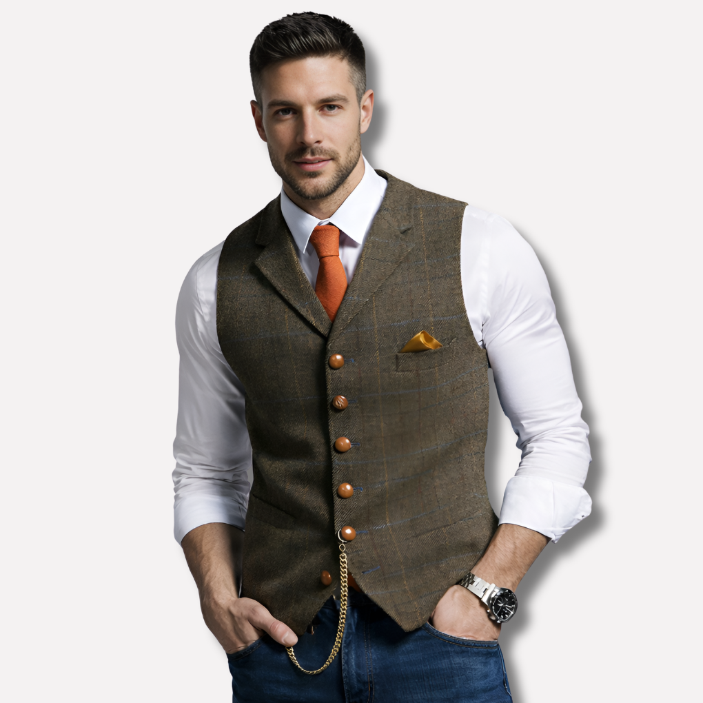 Klassiek formeel vest met gekartelde revers en knoopsluiting 1