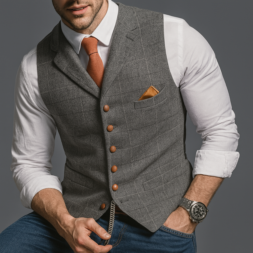 Klassiek formeel vest met gekartelde revers en knoopsluiting 5