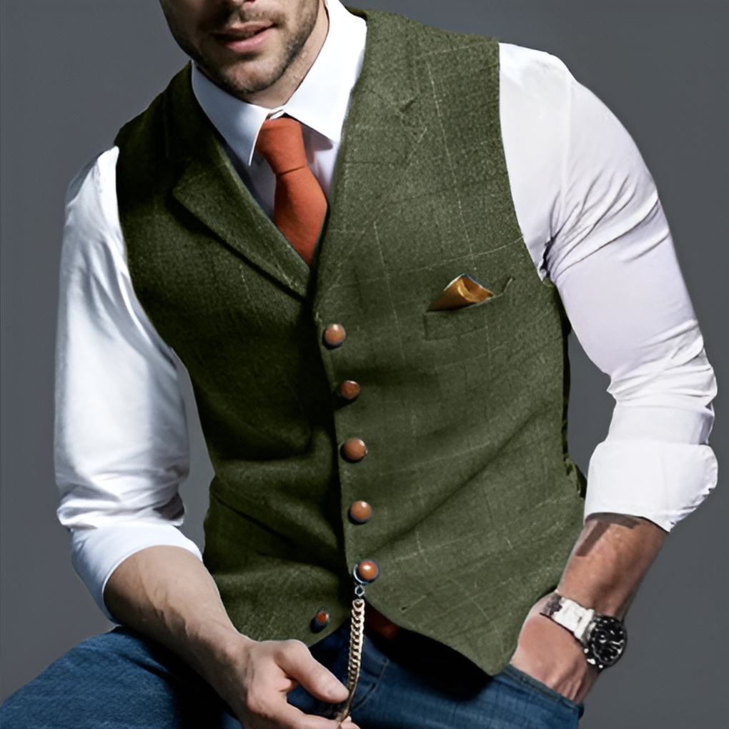 Klassiek formeel vest met gekartelde revers en knoopsluiting 8