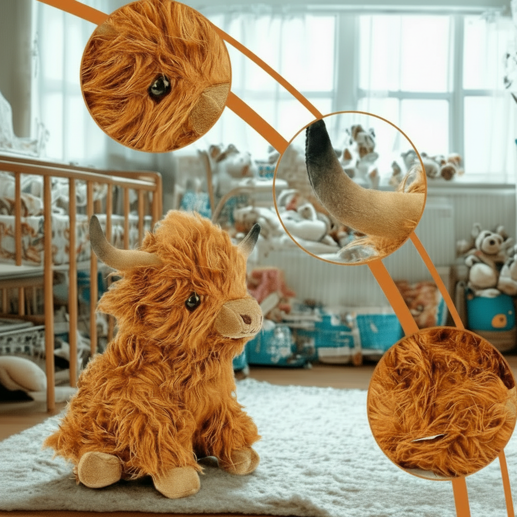Knuffelbare Schotse Hooglandkoe - Zacht knuffelbeest voor knuffelvrienden 3