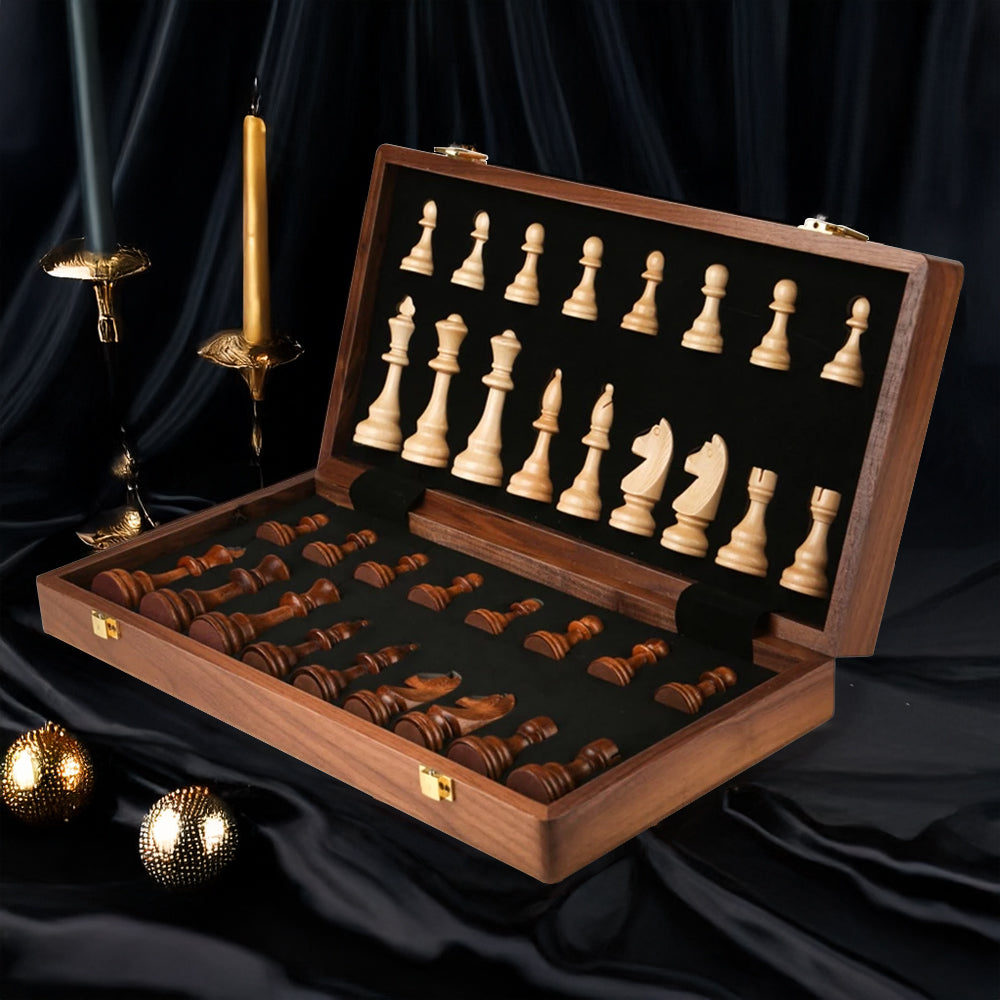 RoyalChess – Set di scacchi in legno pieghevole con scacchiera formato torneo