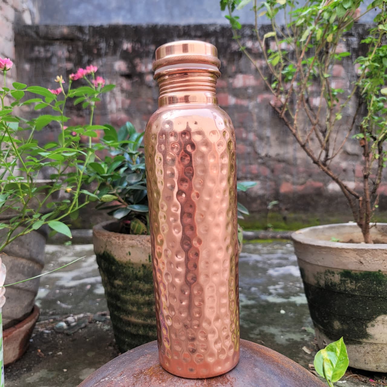 Koperen Waterfles 800ML Gehamerd 100% Puur Koper Lekvrij | Sansoti 2