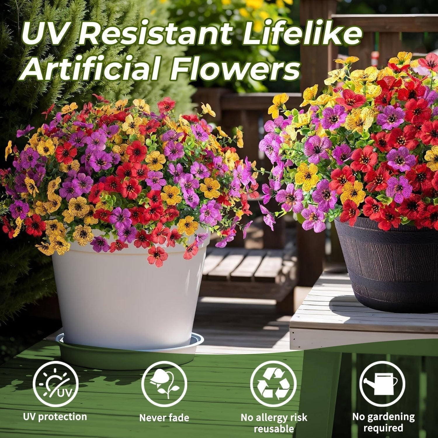 Kunstbloemen UV-Bestendig Gekleurd Binnenbuiten 120-480 Stuks Kleurvastheid | Sansoti 1