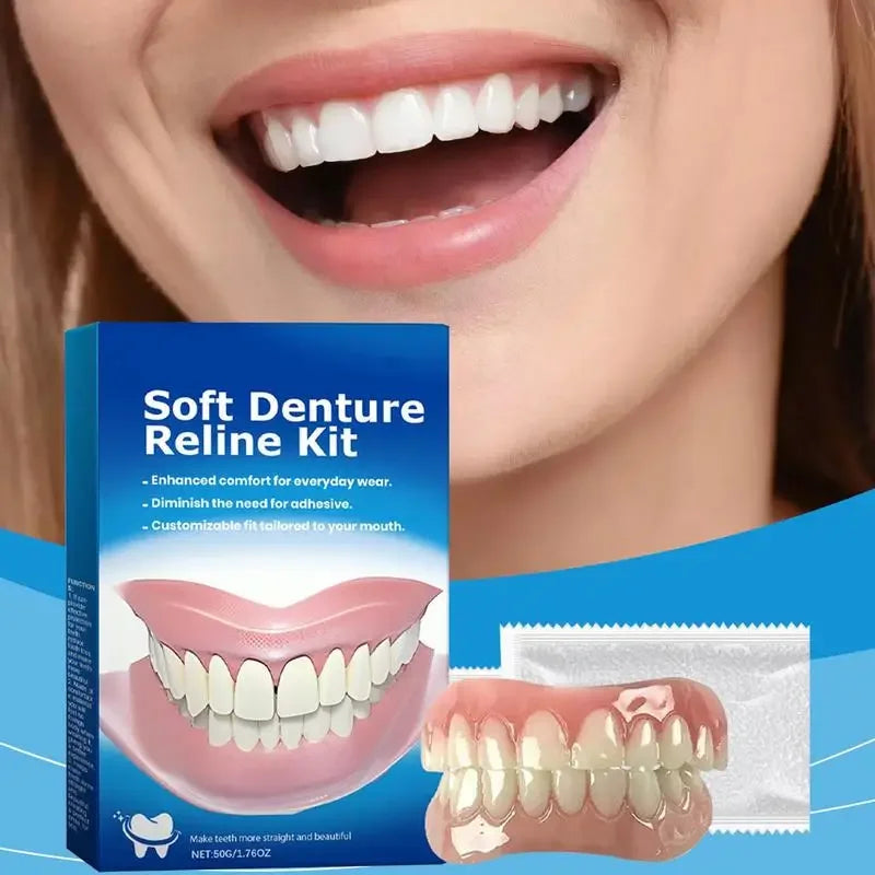 SmileLine Kit de Silicona para Próteses Dentais – Conxunto de dentadura flexible para adultos con axuste natural e confort