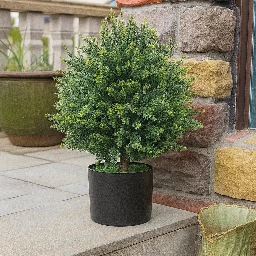 Kunstmatige cederplant – 45 cm hoge kunstboom voor tuin, terras en entree 0