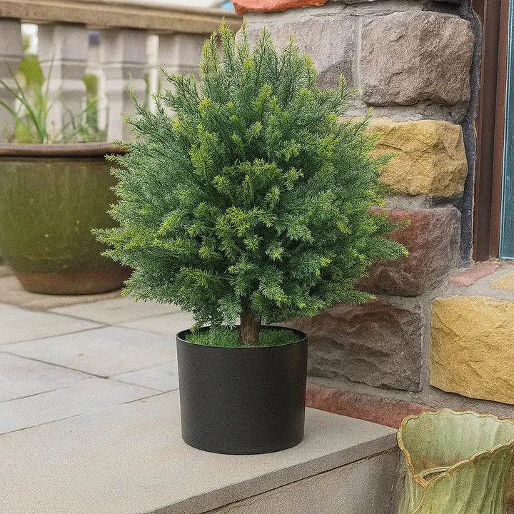 Kunstmatige cederplant – 45 cm hoge kunstboom voor tuin, terras en entree 0