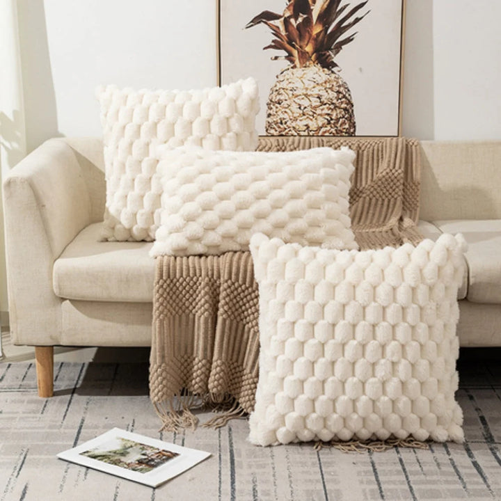 Kussenhoes 3D textuur katoen polyester roze sierkussen bank slaapkamer decoratief zacht hoes kussen vierkant rechthoek | Sansoti 3