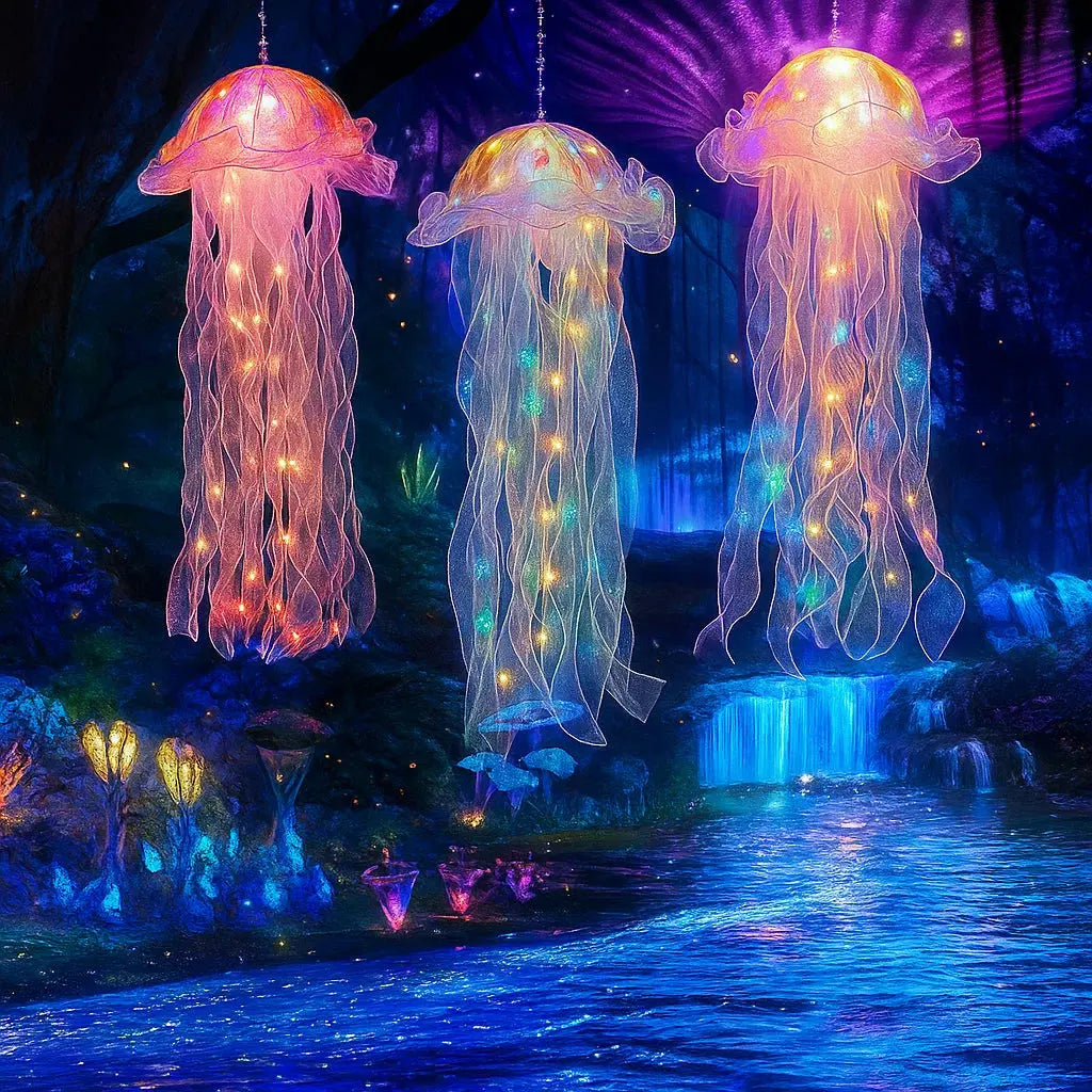 Kwallenlamp LED Hangend Kunststof 50x20cm Kleurrijk Batterij Woonkamer Kinderkamer Feestdecoratie Oceaan Themafeest Sfeerlicht Decoratie | Sansoti 0