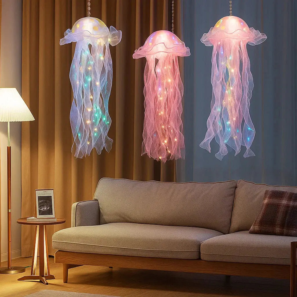 Kwallenlamp LED Hangend Kunststof 50x20cm Kleurrijk Batterij Woonkamer Kinderkamer Feestdecoratie Oceaan Themafeest Sfeerlicht Decoratie | Sansoti 2