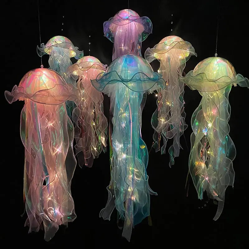 Kwallenlamp LED Hangend Kunststof 50x20cm Kleurrijk Batterij Woonkamer Kinderkamer Feestdecoratie Oceaan Themafeest Sfeerlicht Decoratie | Sansoti 3