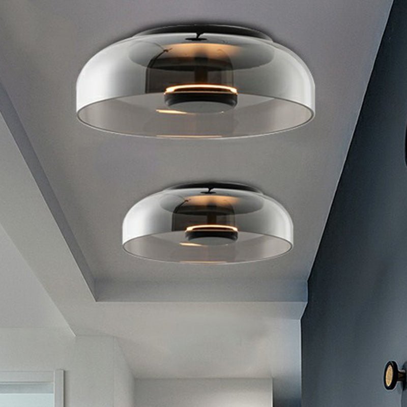 LED-plafondlamp met rookglas – Ronde glazen lamp met warm wit licht 0