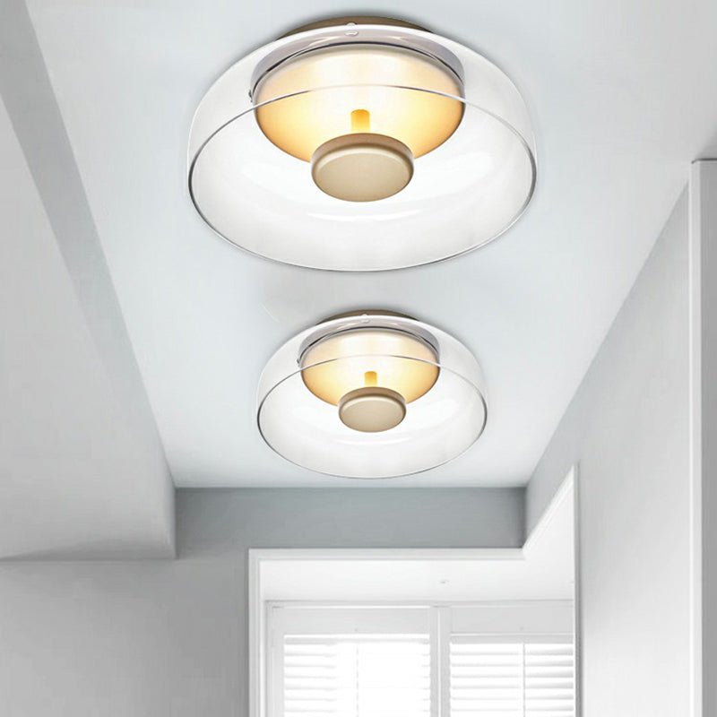 LED-plafondlamp met rookglas – Ronde glazen lamp met warm wit licht 1