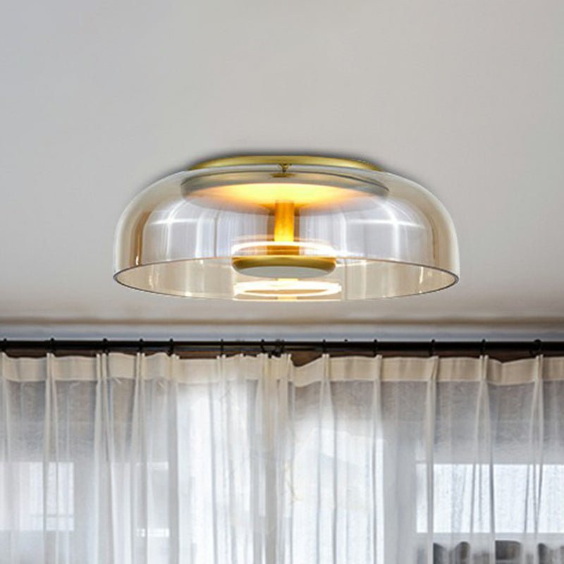 LED-plafondlamp met rookglas – Ronde glazen lamp met warm wit licht 2
