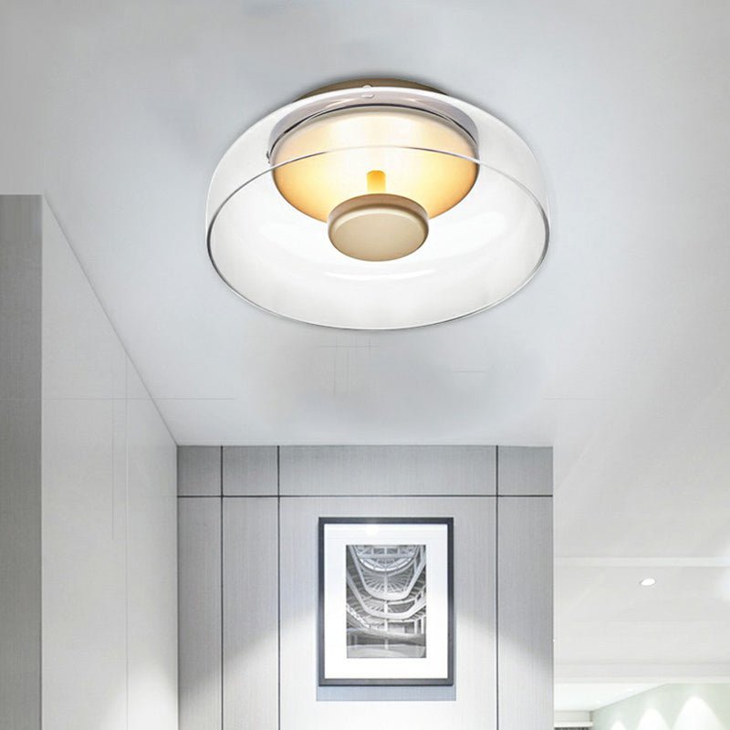 LED-plafondlamp met rookglas – Ronde glazen lamp met warm wit licht 3