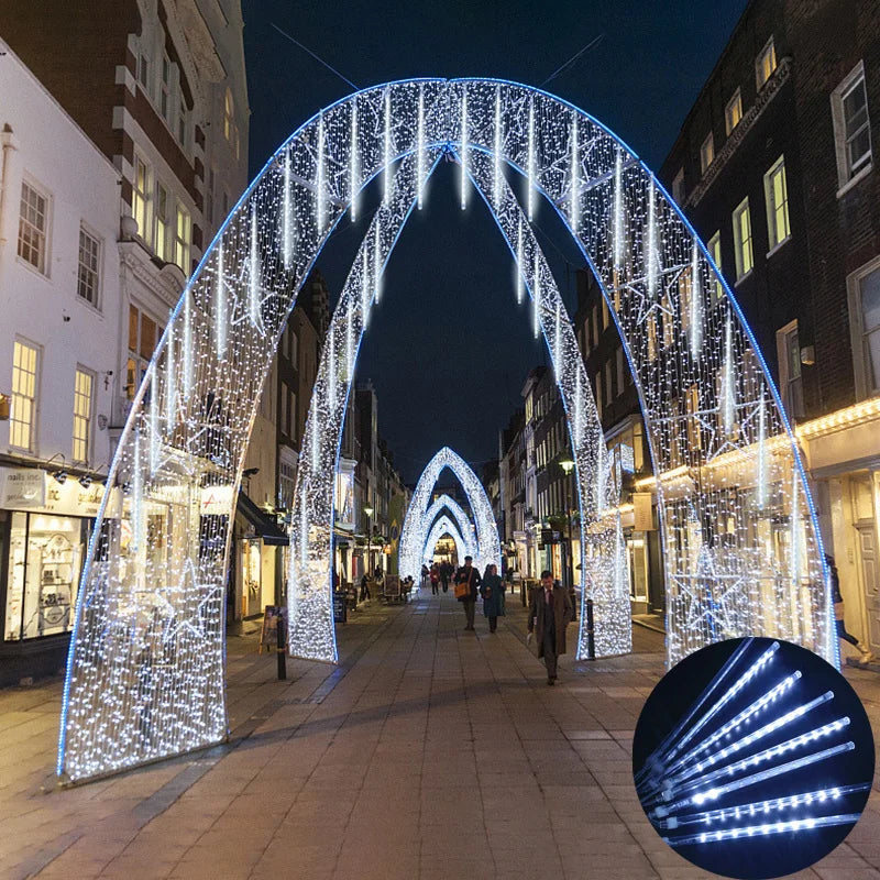 Luminova LED Meteorenregen Verlichting – Waterdichte Buitenverlichting met 8 Buisjes, 30/50 cm, Energiezuinig & Sfeervol Design