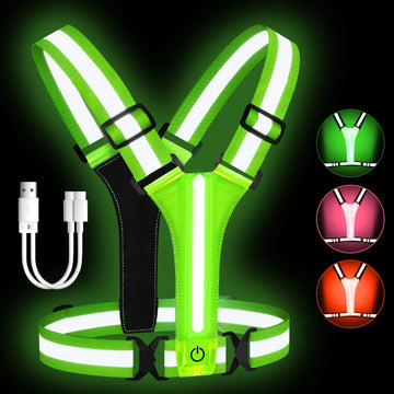 Gilet da corsa LED – Ricaricabile, Riflettente, Visibilità a 360°, Unisex