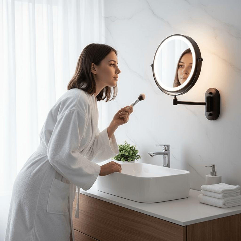 LED Make Up Spiegel Met Licht - Vergrootspiegel Met Oplaadbare Batterij en Instelbare Verlichting 3