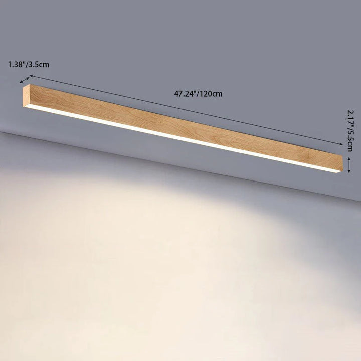 LED Plafondlamp Hout Langwerpig Aluminium Woonkamer Slaapkamer 60cm 100cm 120cm Ingebouwde LED Lijnlamp Houten Plafonnière Japandi | Sansoti 10
