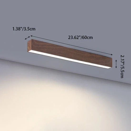 LED Plafondlamp Hout Langwerpig Aluminium Woonkamer Slaapkamer 60cm 100cm 120cm Ingebouwde LED Lijnlamp Houten Plafonnière Japandi | Sansoti 4