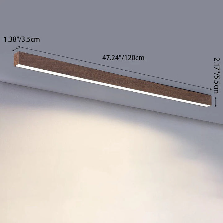 LED Plafondlamp Hout Langwerpig Aluminium Woonkamer Slaapkamer 60cm 100cm 120cm Ingebouwde LED Lijnlamp Houten Plafonnière Japandi | Sansoti 6