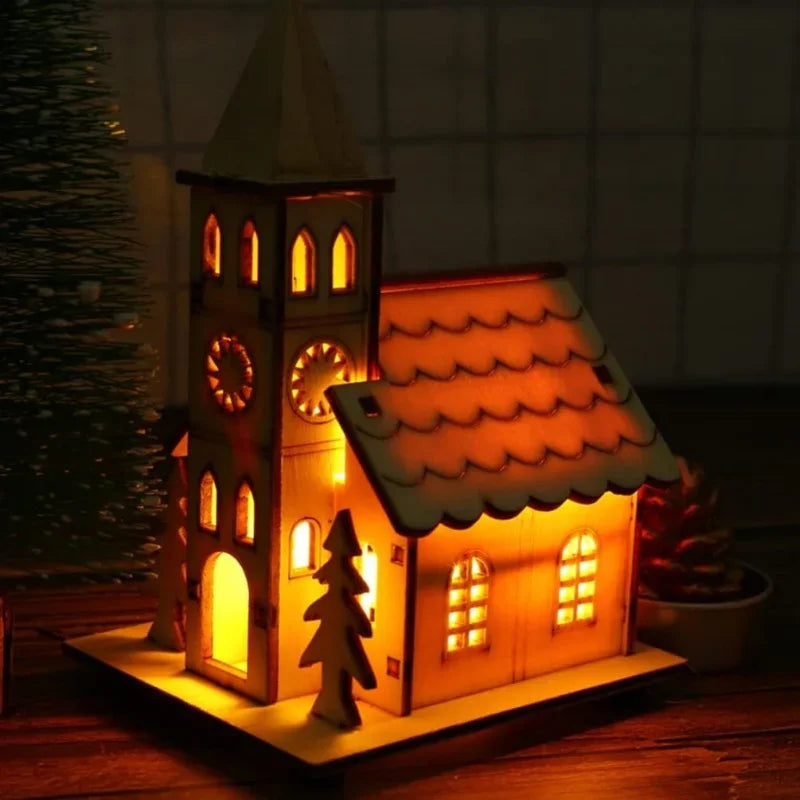 LED houten kerstdorp huisje voor DIY decoratie en verlichting 1