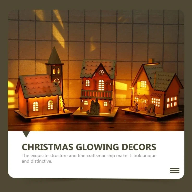 LED houten kerstdorp huisje voor DIY decoratie en verlichting 2