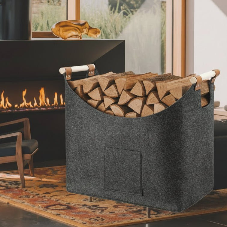 LOGHAVEN – Foldable Firewood Carrier with Solid Wood Handles and Leather Reinforcement Vestragear