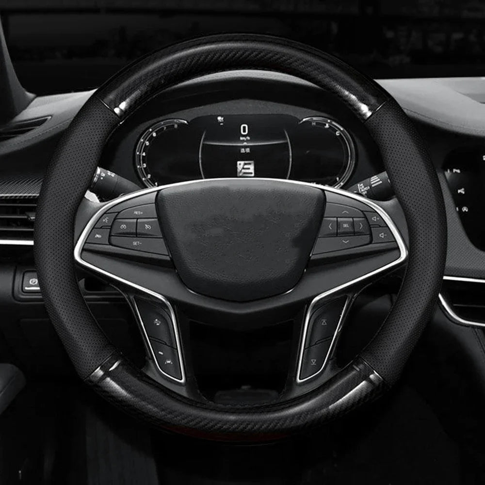 CARBONLUX – Steering wheel cover made of carbon fiber leather, non-slip and comfortable Vestragear