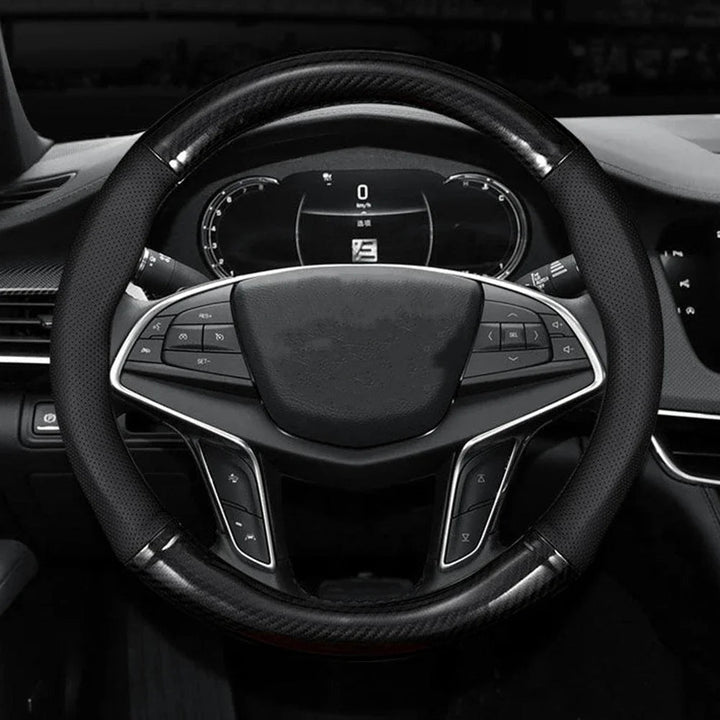 CARBONLUX – Steering wheel cover made of carbon fiber leather, non-slip and comfortable Vestragear