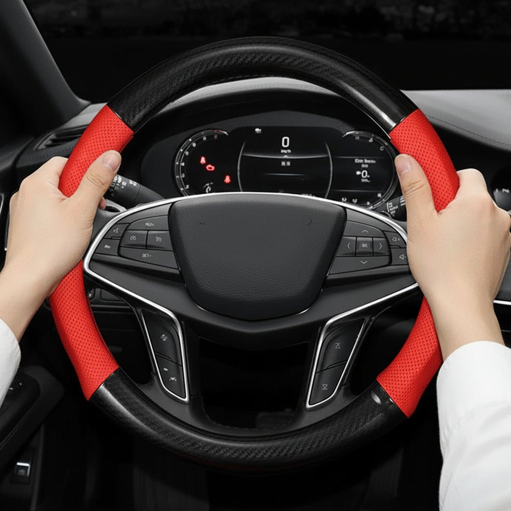 CARBONLUX – Steering wheel cover made of carbon fiber leather, non-slip and comfortable Vestragear
