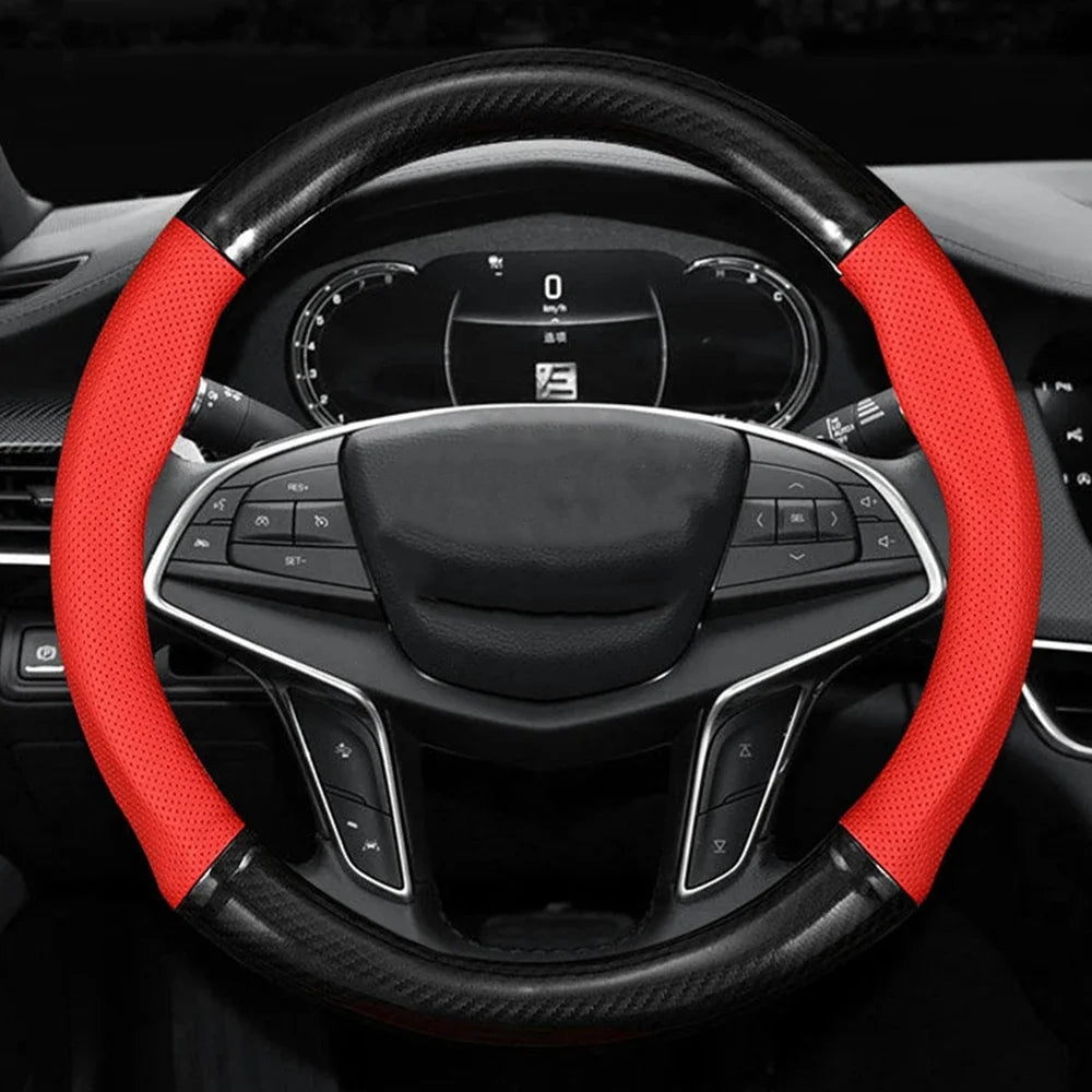 CARBONLUX – Steering wheel cover made of carbon fiber leather, non-slip and comfortable Vestragear