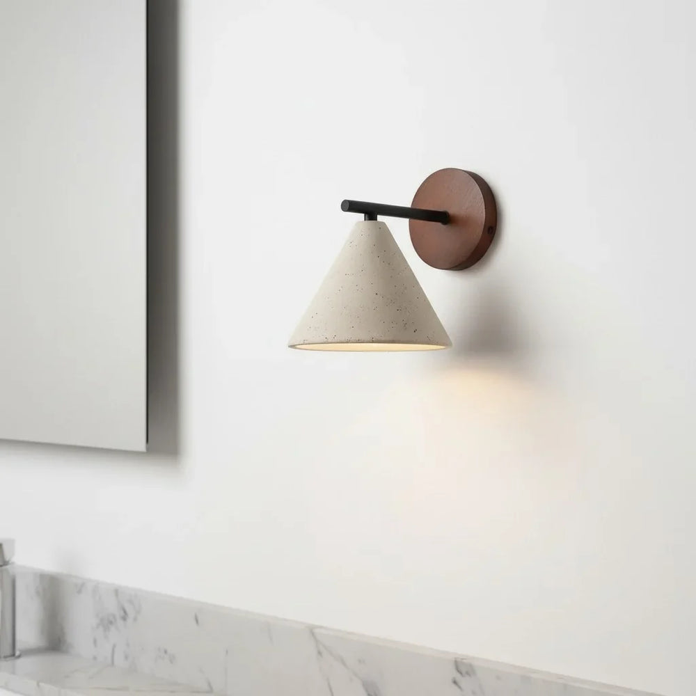 Lachlan Minimalist Travertine Cone Wall Sconce 1