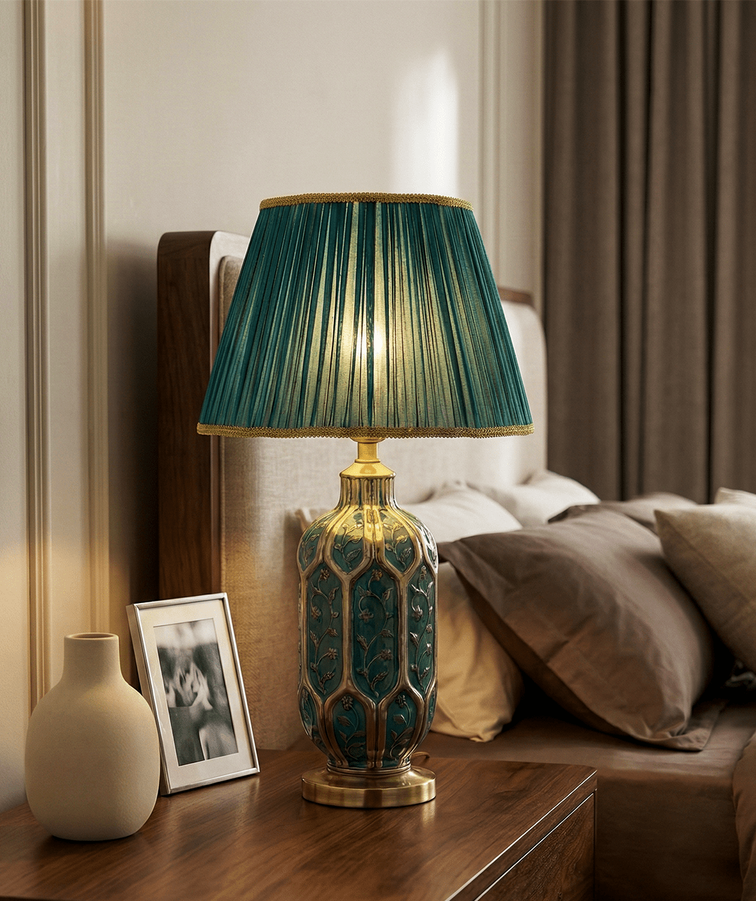 Lampada da Tavolo | Stefano – Ceramica Decorata Verde 2