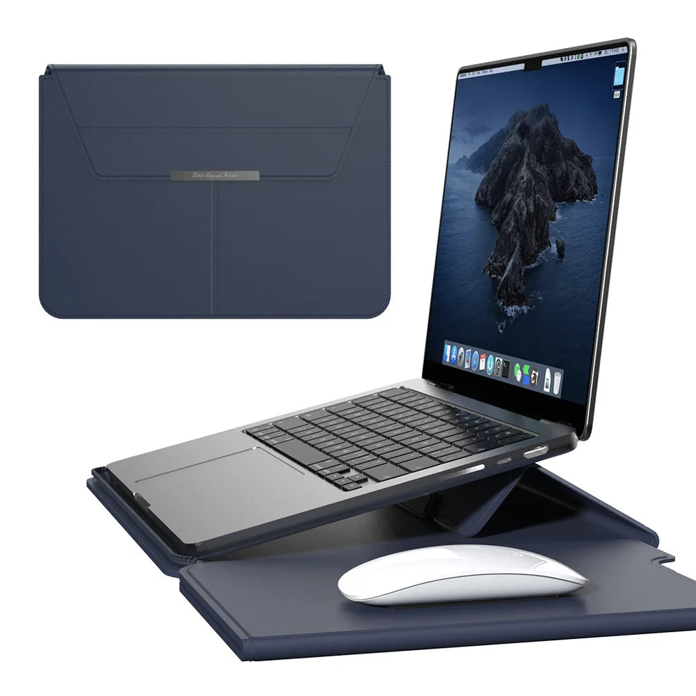 Lexano – 3-in-1 laptop sleeve PU leer waterdicht – 13–14 inch