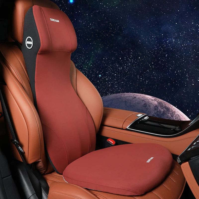 Lederen Hoofdsteun en Lendensteun met Traagschuim voor Auto, Zwart 13