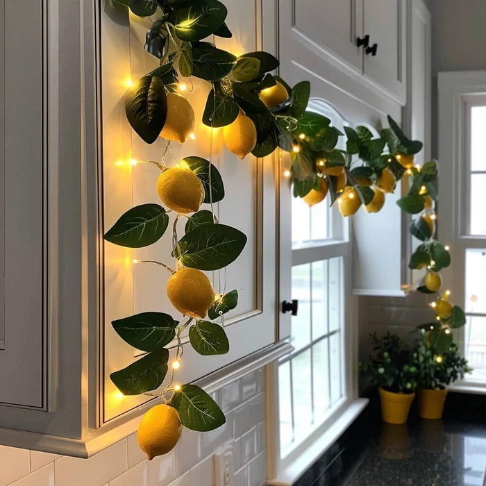 Lighted Garland With Berries and Leaves – Fairy Light Strand in Five Styles Tevako