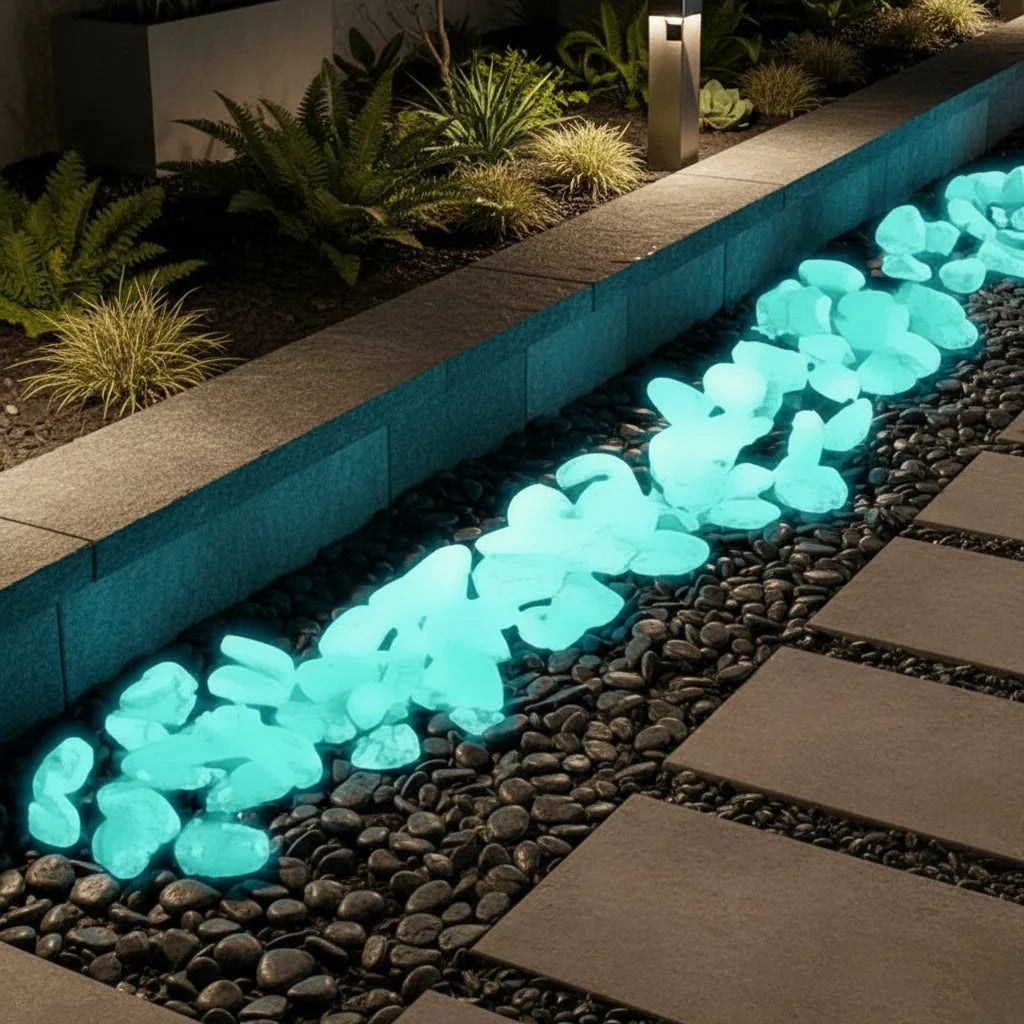 GLOWSTONE KIESEL – Glowing Garden Stones for Magical Night Decoration Vestragear