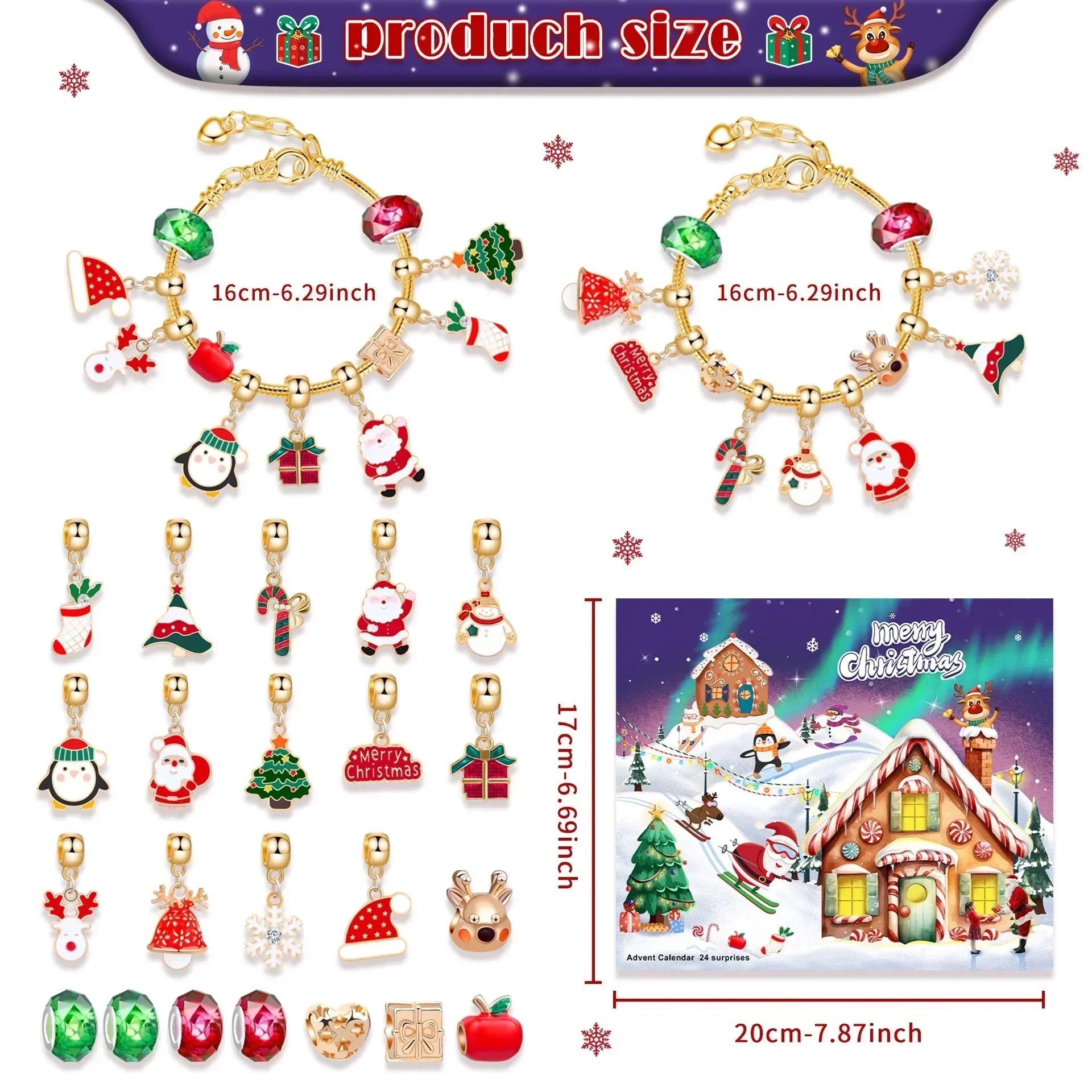 JoyCraft Calendario dell'Avvento Giftbox 2025 – Calendario fai-da-te di 24 giorni per ragazze con pupazzo di neve e Babbo Natale