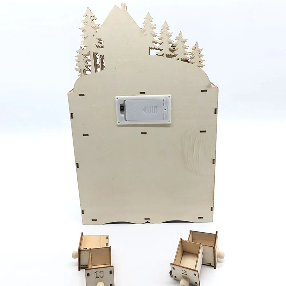 LumiFest Calendario de Adviento de Madeira – 24 Compartimentos con Luz LED cálida e ambiente de Nadal