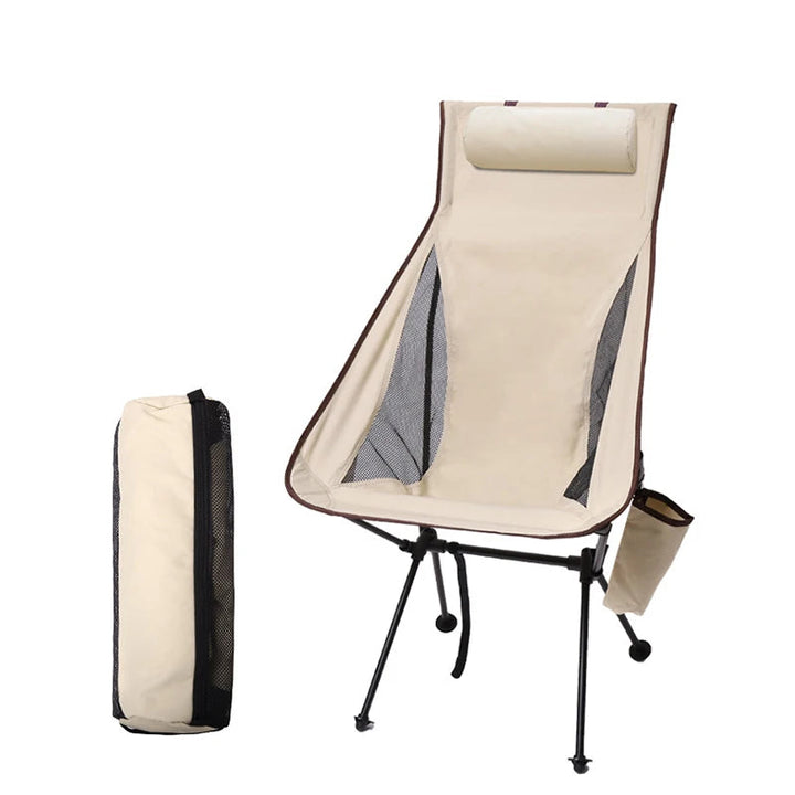 Lichtgewicht Opvouwbare Campingstoel met Hoofdsteun en Aluminium Frame 0
