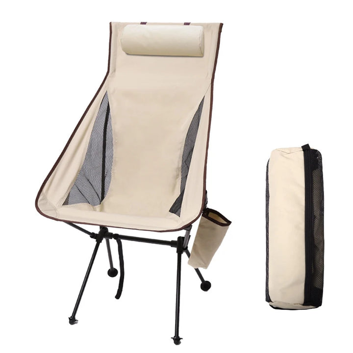 Lichtgewicht Opvouwbare Campingstoel met Hoofdsteun en Aluminium Frame 7