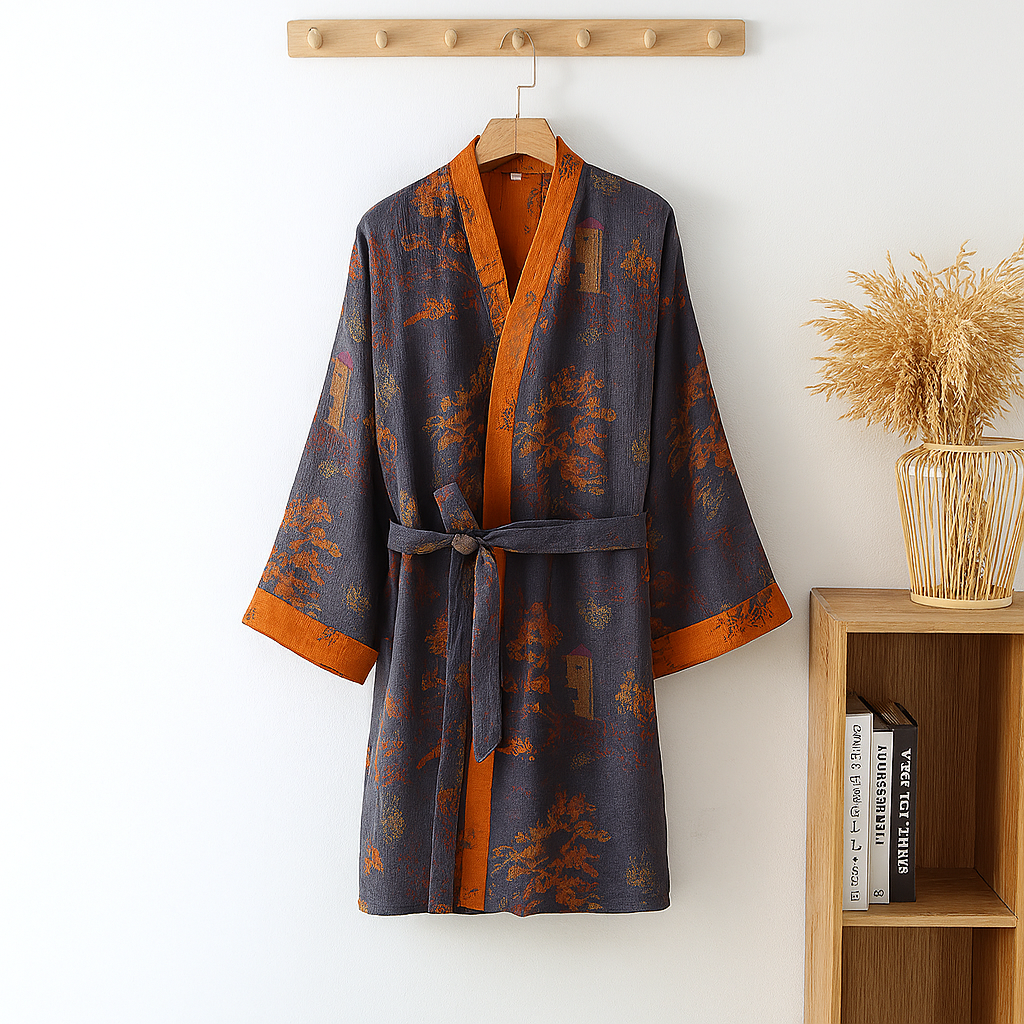 Lichtgewicht katoenen kimono-robe voor heren 0